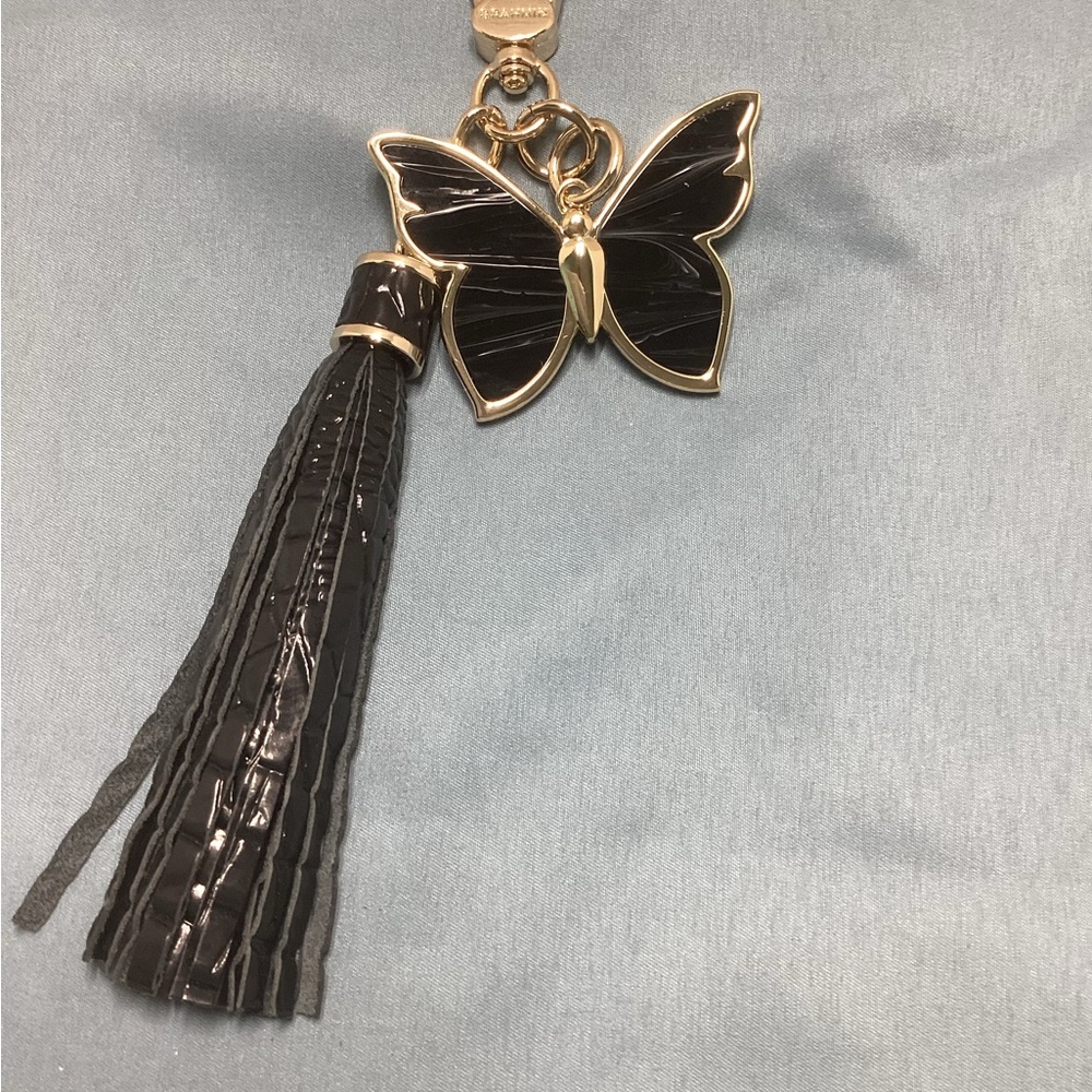 Brahmin Black Butterfly Charm/Tassel EUC